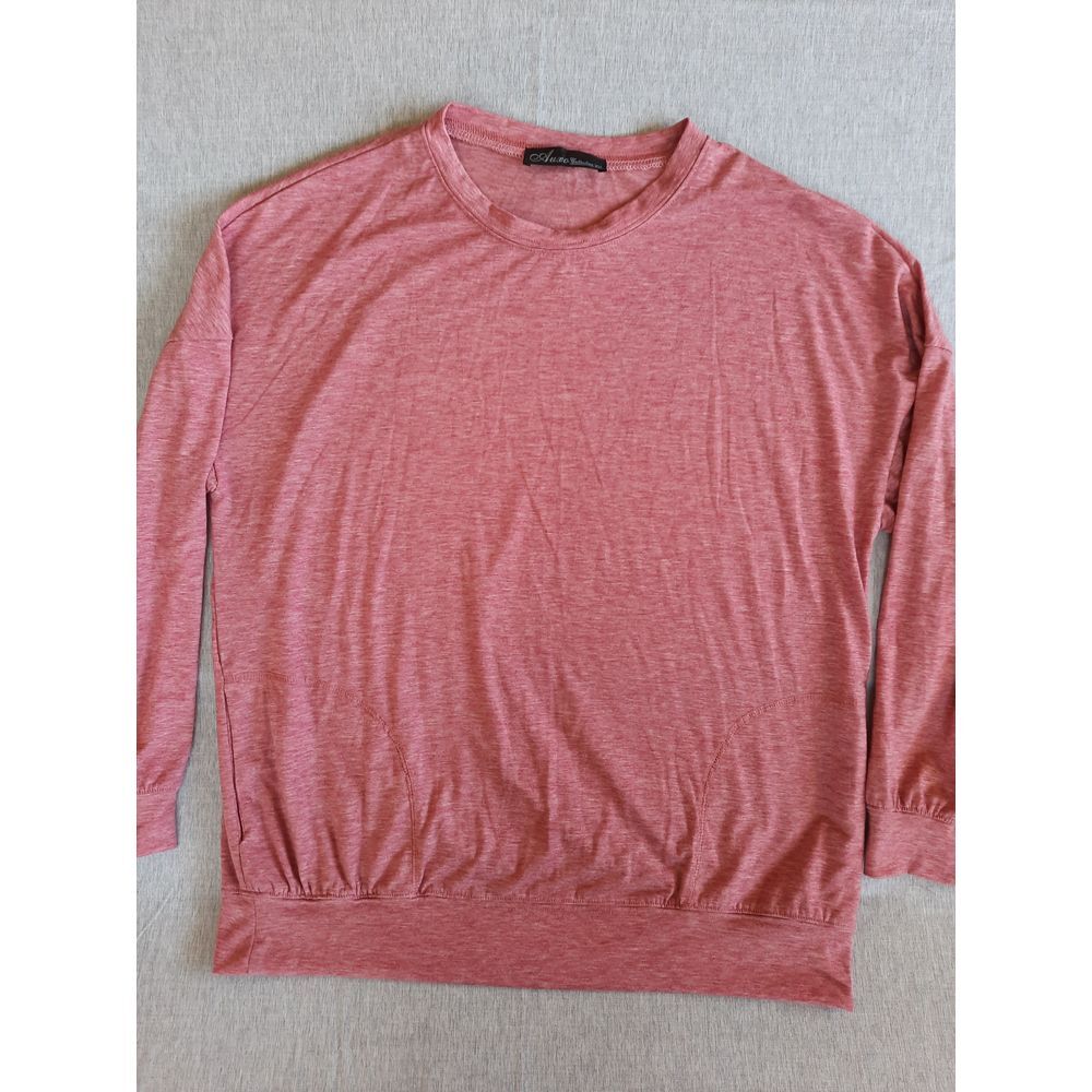 Auxo Collection 2XL Pullover Stretch Waist Pocket Batik Long Sleeve Pink T Shirt